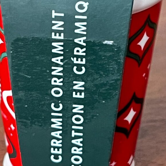 Starbucks Coffee 2023 Ceramic Christmas Ornament Red To-Go Mini Cup in Package - Picture 9 of 9